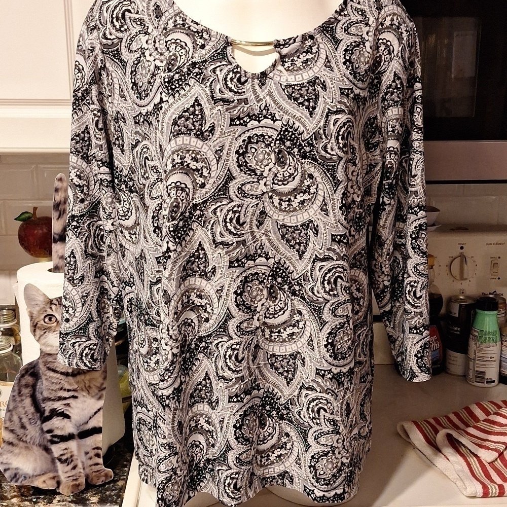 D womens Croft & Barrow stretch 3/4 sleeve plus size top 1X